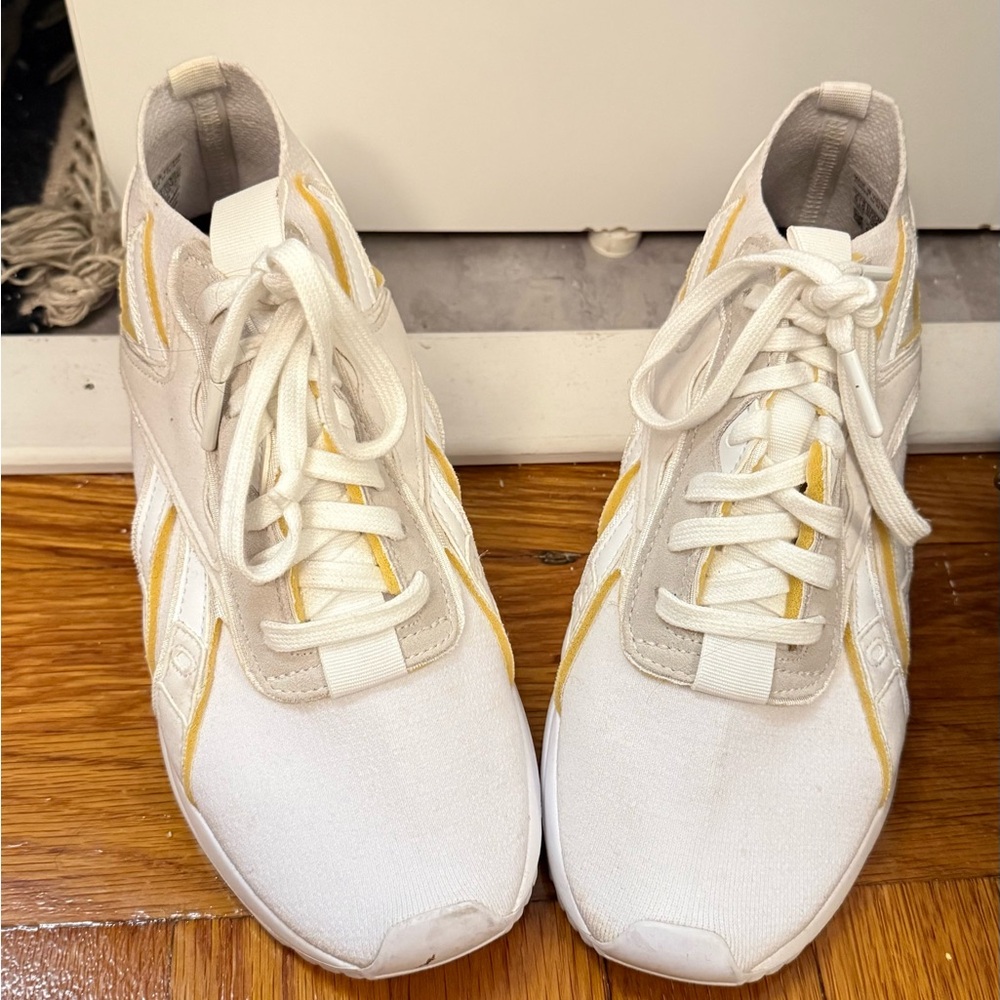 Victoria Beckham White Sneakers with Yellow Highlights